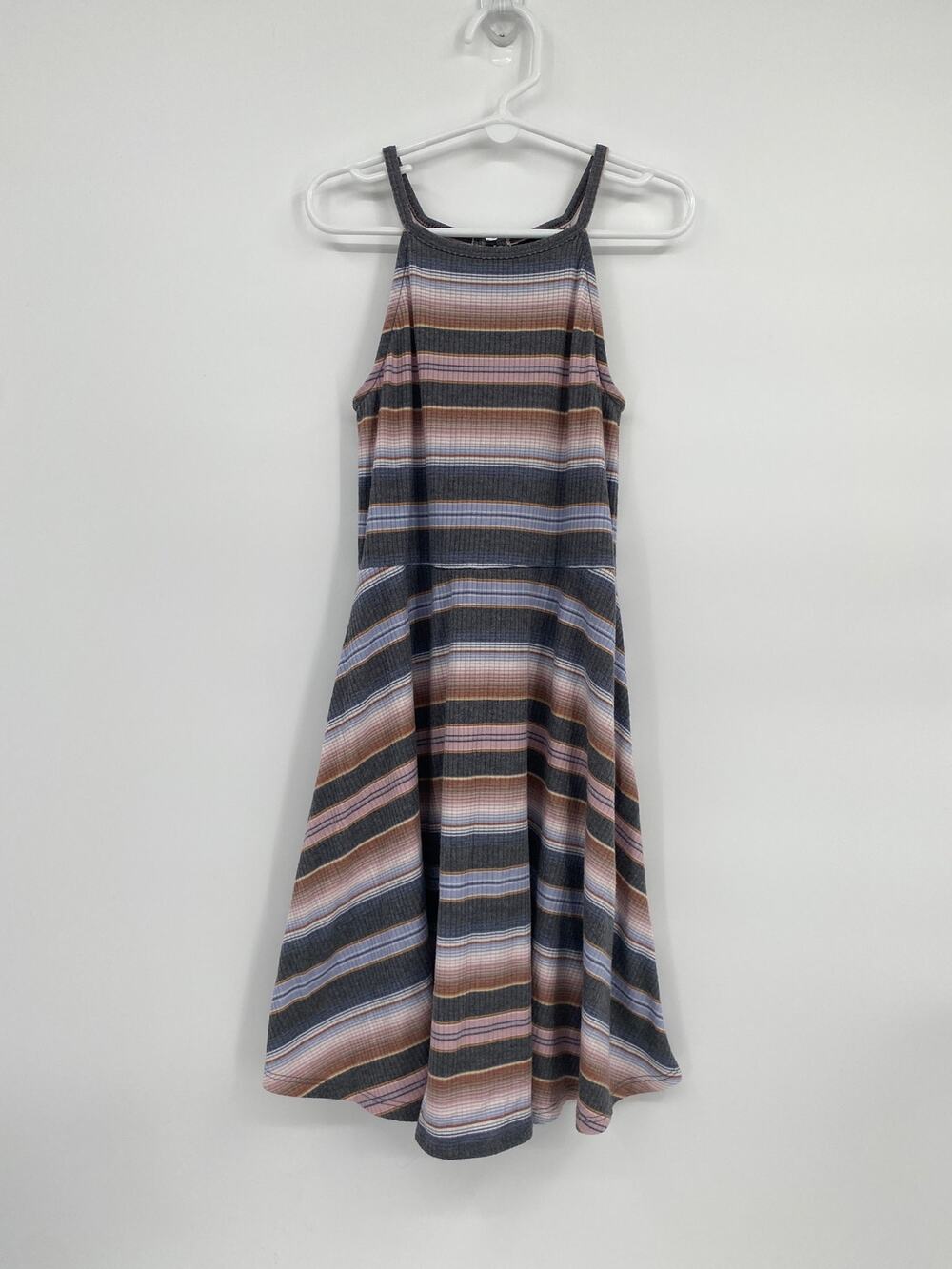 art class sleeveless tank long dress fit & flare stripe gray S 6/6x